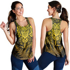 New Zealand Rugby All  Gold Women Racerback Tank Silver Fern All Black Mix Ta Moko
