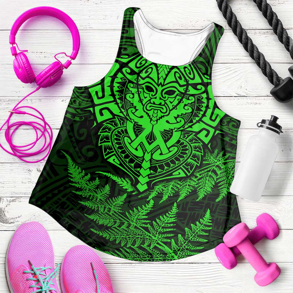 New Zealand Rugby All Green Women Racerback Tank Silver Fern All Black Mix Ta Moko