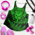 New Zealand Rugby All Green Women Racerback Tank Silver Fern All Black Mix Ta Moko