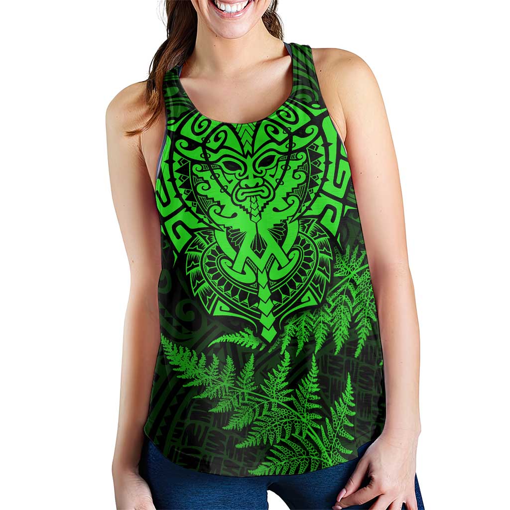 New Zealand Rugby All Green Women Racerback Tank Silver Fern All Black Mix Ta Moko