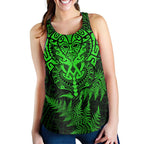 New Zealand Rugby All Green Women Racerback Tank Silver Fern All Black Mix Ta Moko