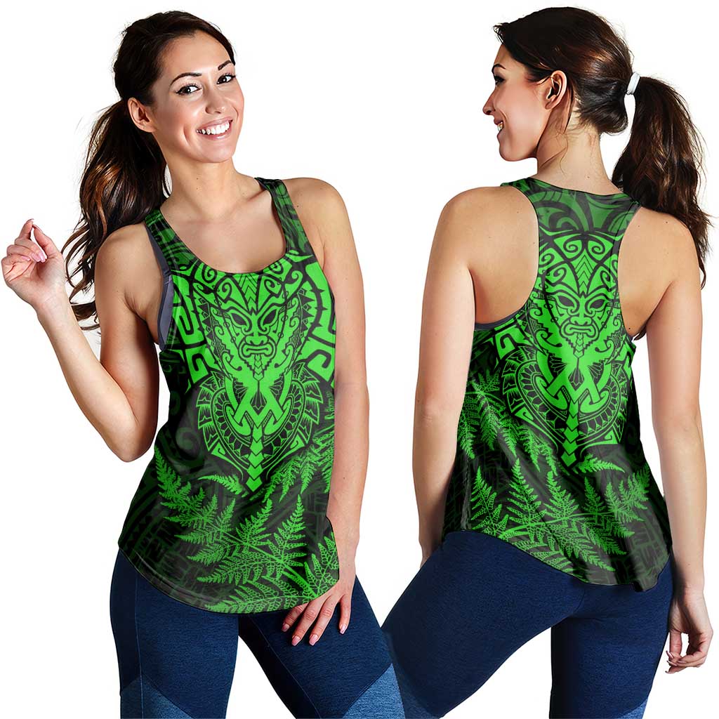 New Zealand Rugby All Green Women Racerback Tank Silver Fern All Black Mix Ta Moko