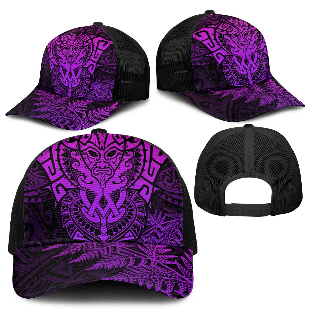 New Zealand Rugby All Purple Baseball Net Cap Silver Fern All Black Mix Ta Moko - Aussie Hoodie