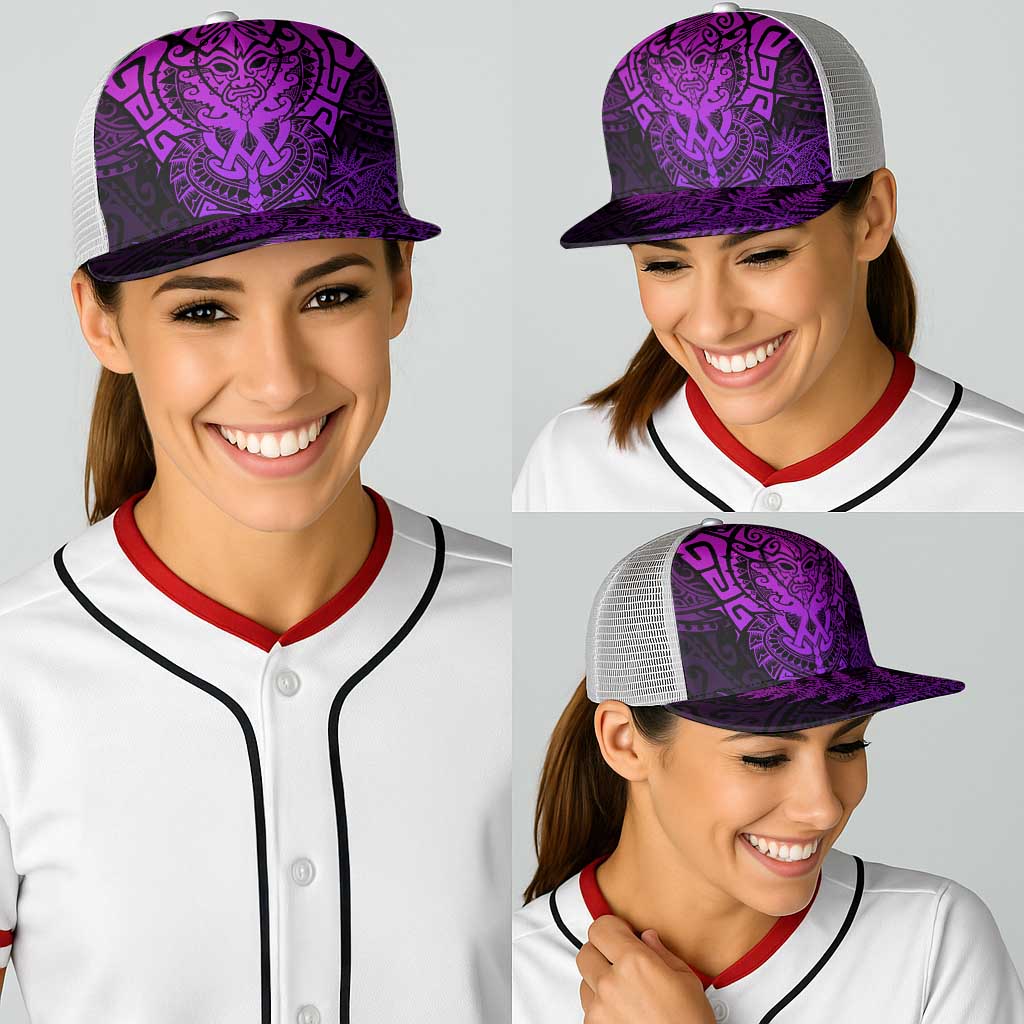New Zealand Rugby All Purple Baseball Net Cap Silver Fern All Black Mix Ta Moko - Aussie Hoodie