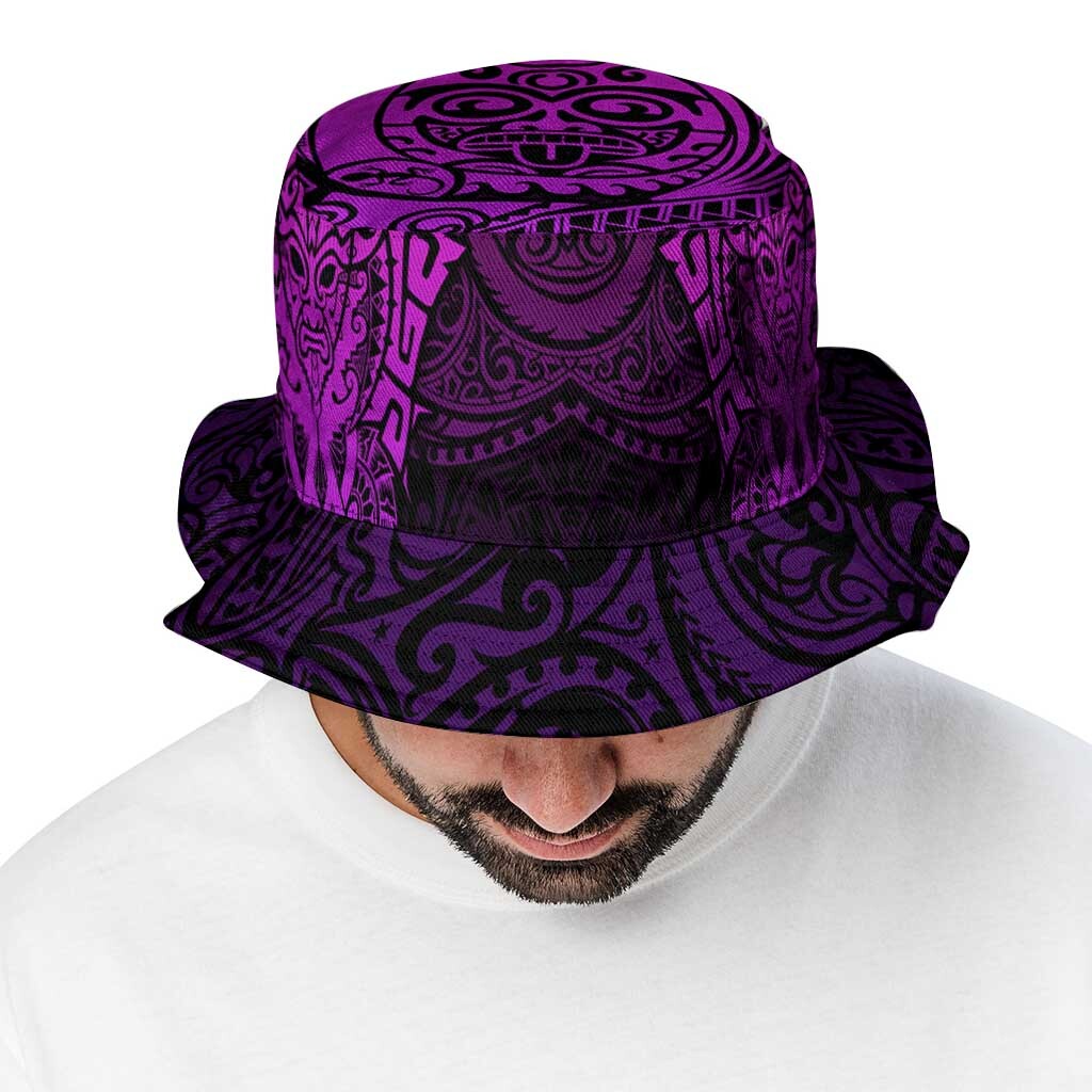 New Zealand Rugby All Purple Bucket Hat Silver Fern All Black Mix Ta Moko LT09