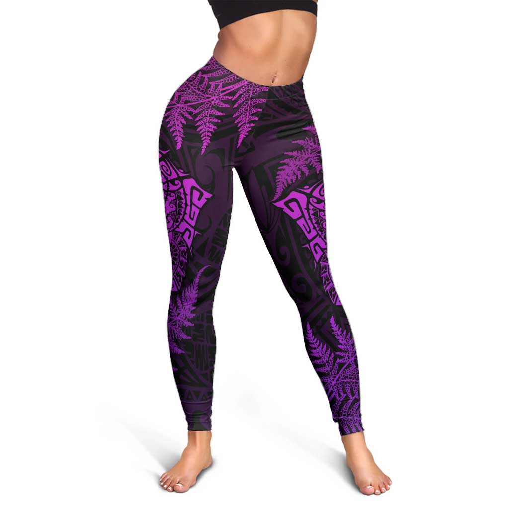 New Zealand Rugby All Purple Leggings Silver Fern All Black Mix Ta Moko