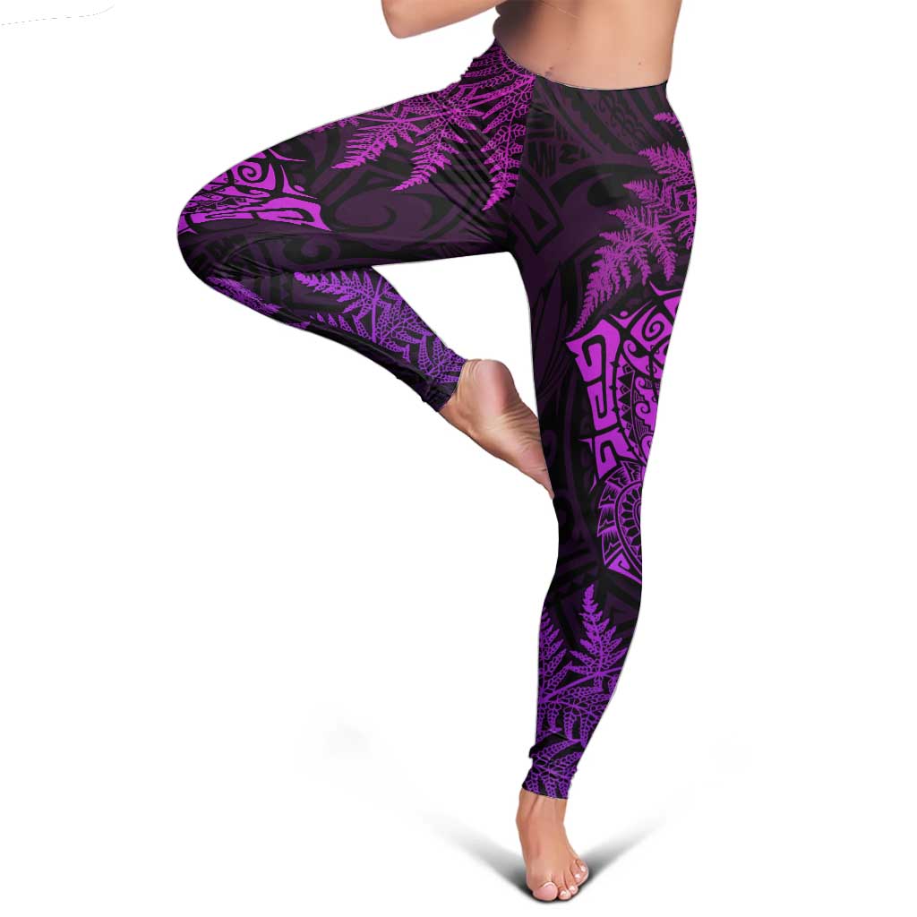 New Zealand Rugby All Purple Leggings Silver Fern All Black Mix Ta Moko