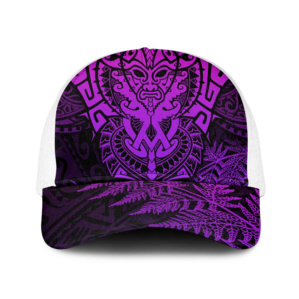 New Zealand Rugby All Purple Mesh Trucker Cap Silver Fern All Black Mix Ta Moko - Aussie Hoodie