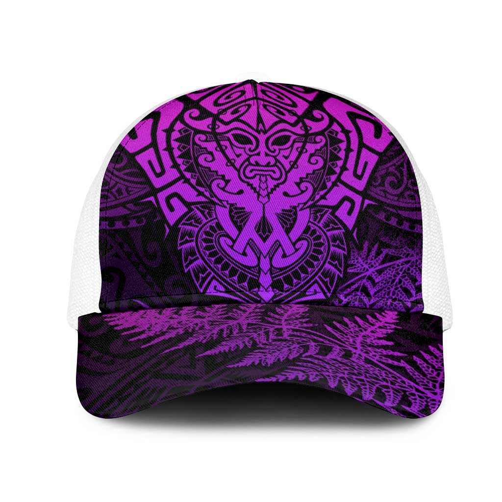 New Zealand Rugby All Purple Mesh Trucker Cap Silver Fern All Black Mix Ta Moko - Aussie Hoodie