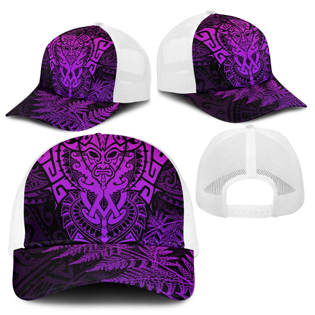 New Zealand Rugby All Purple Mesh Trucker Cap Silver Fern All Black Mix Ta Moko - Aussie Hoodie