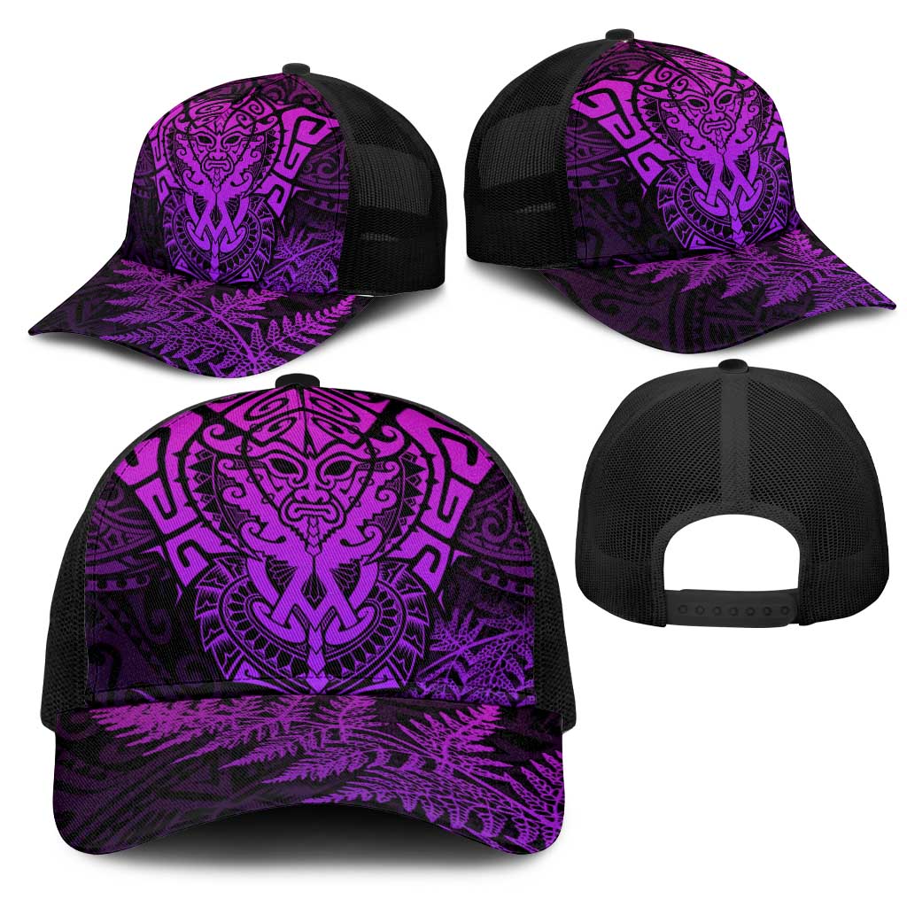 New Zealand Rugby All Purple Mesh Trucker Cap Silver Fern All Black Mix Ta Moko - Aussie Hoodie