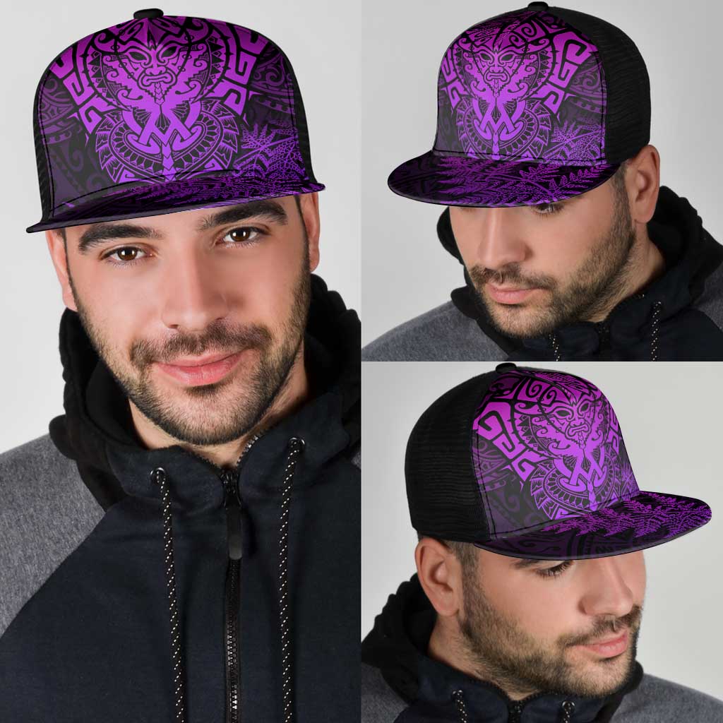 New Zealand Rugby All Purple Mesh Trucker Cap Silver Fern All Black Mix Ta Moko - Aussie Hoodie