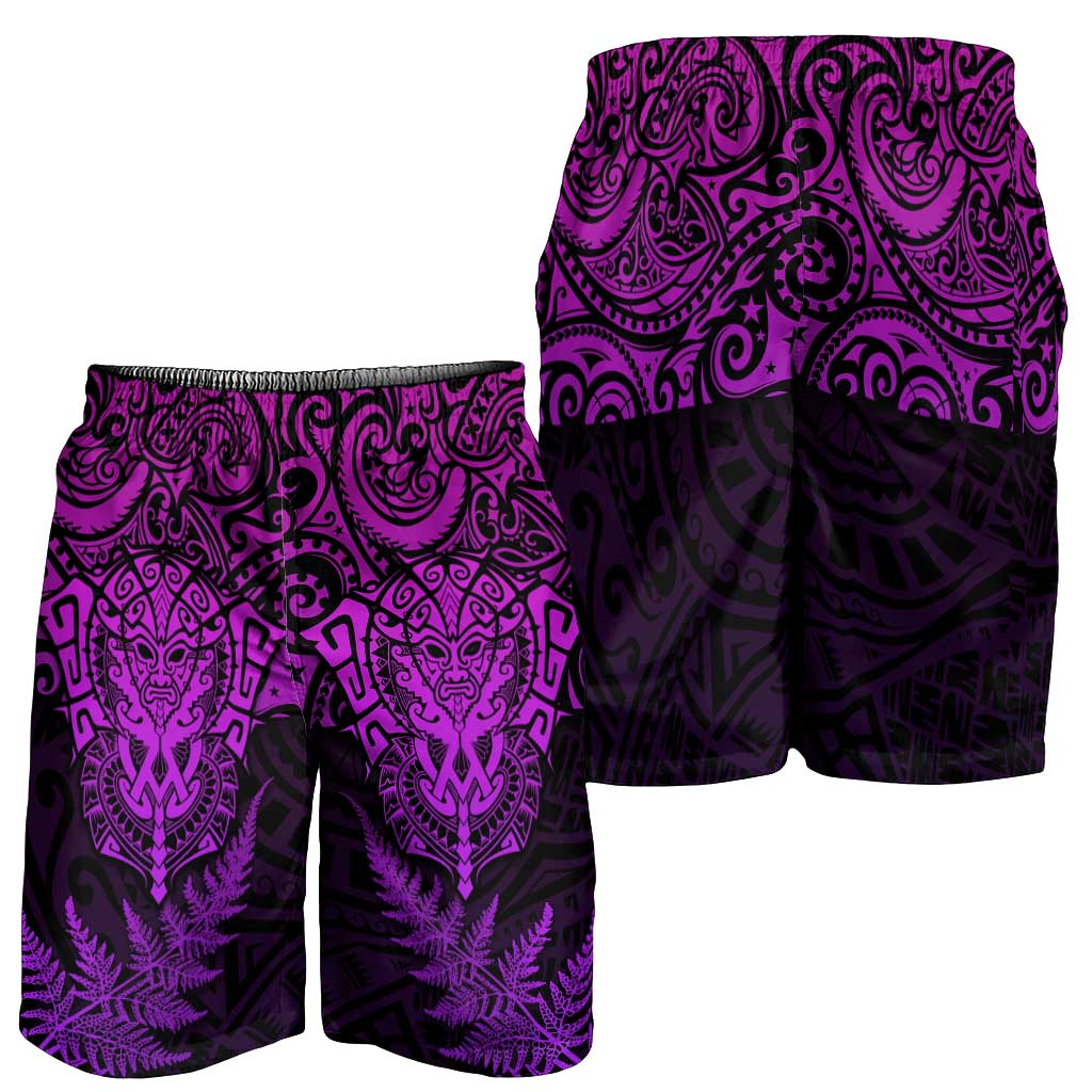 New Zealand Rugby All Purple Shorts for Men Silver Fern All Black Mix Ta Moko
