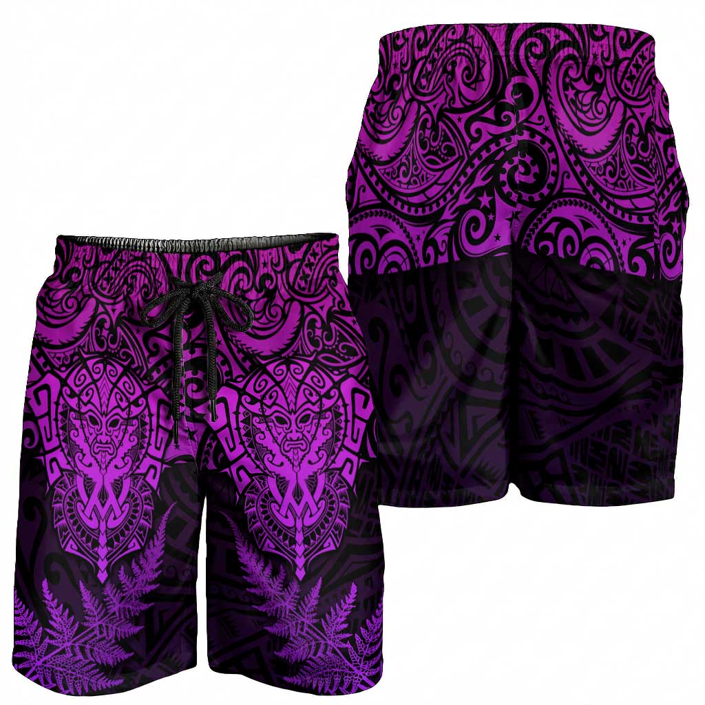 New Zealand Rugby All Purple Shorts for Men Silver Fern All Black Mix Ta Moko