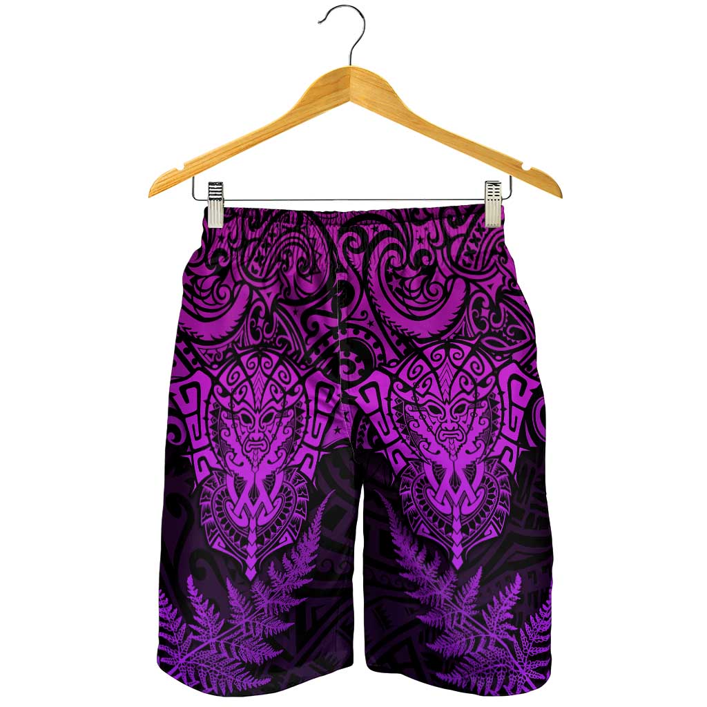 New Zealand Rugby All Purple Shorts for Men Silver Fern All Black Mix Ta Moko