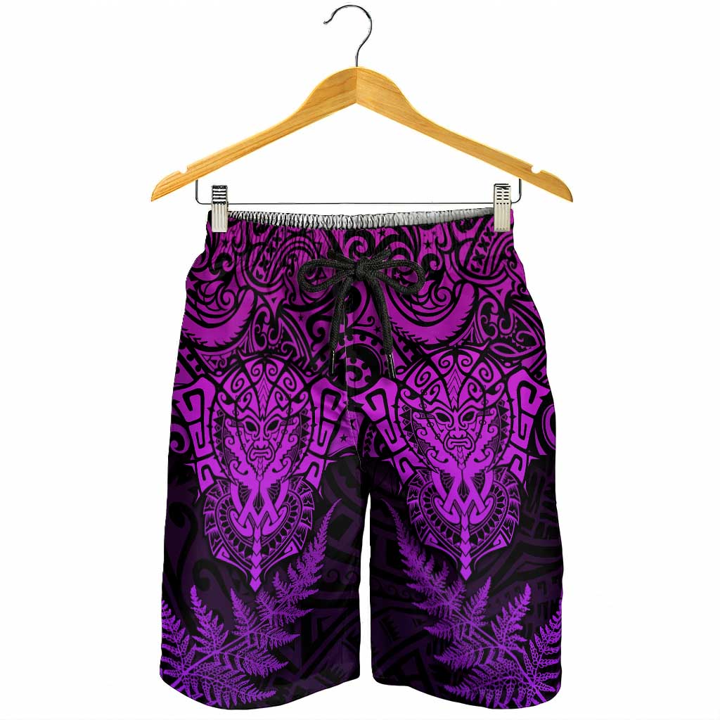 New Zealand Rugby All Purple Shorts for Men Silver Fern All Black Mix Ta Moko