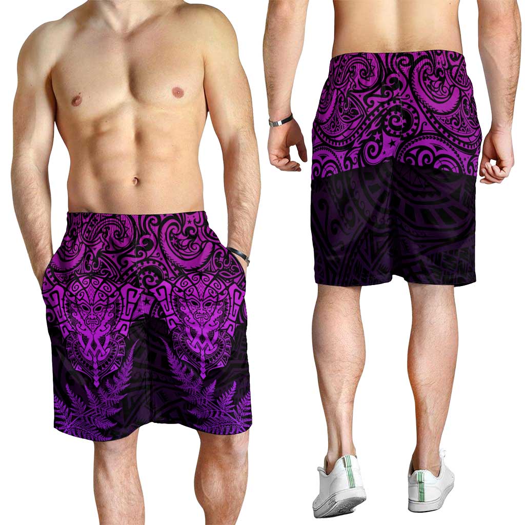 New Zealand Rugby All Purple Shorts for Men Silver Fern All Black Mix Ta Moko
