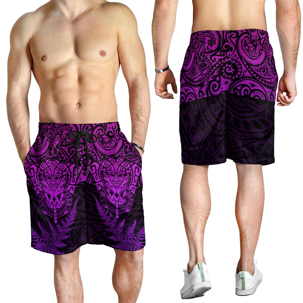 New Zealand Rugby All Purple Shorts for Men Silver Fern All Black Mix Ta Moko