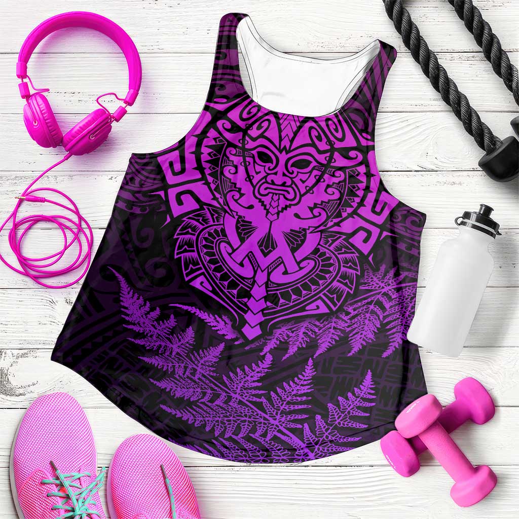 New Zealand Rugby All Purple Women Racerback Tank Silver Fern All Black Mix Ta Moko
