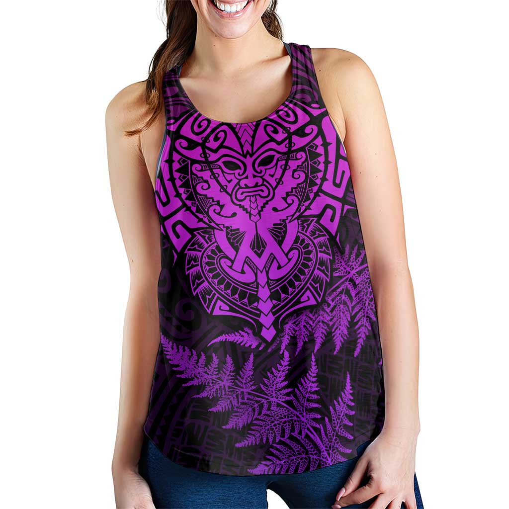 New Zealand Rugby All Purple Women Racerback Tank Silver Fern All Black Mix Ta Moko
