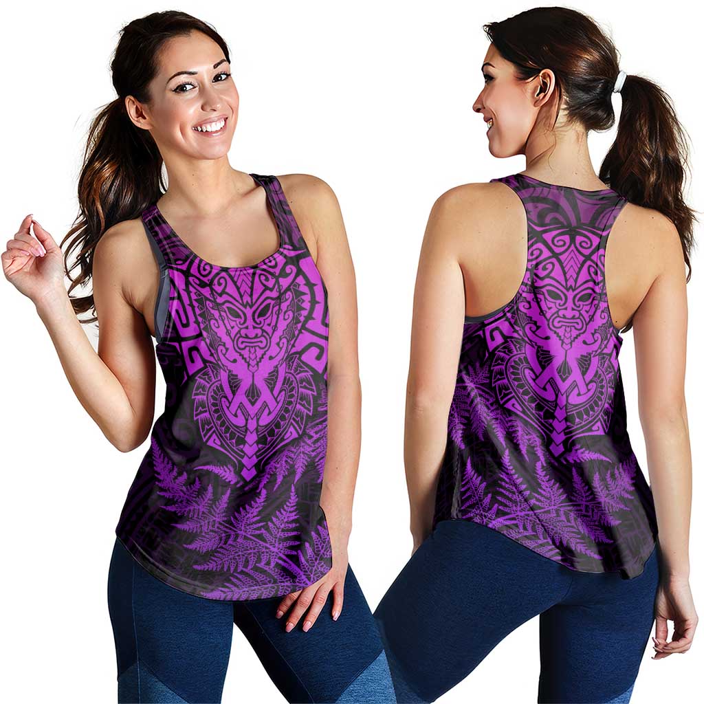 New Zealand Rugby All Purple Women Racerback Tank Silver Fern All Black Mix Ta Moko