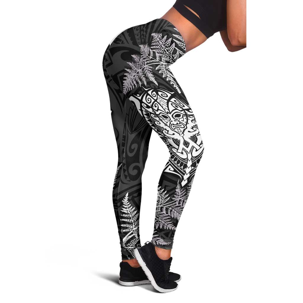 New Zealand Rugby All White Leggings Silver Fern All Black Mix Ta Moko