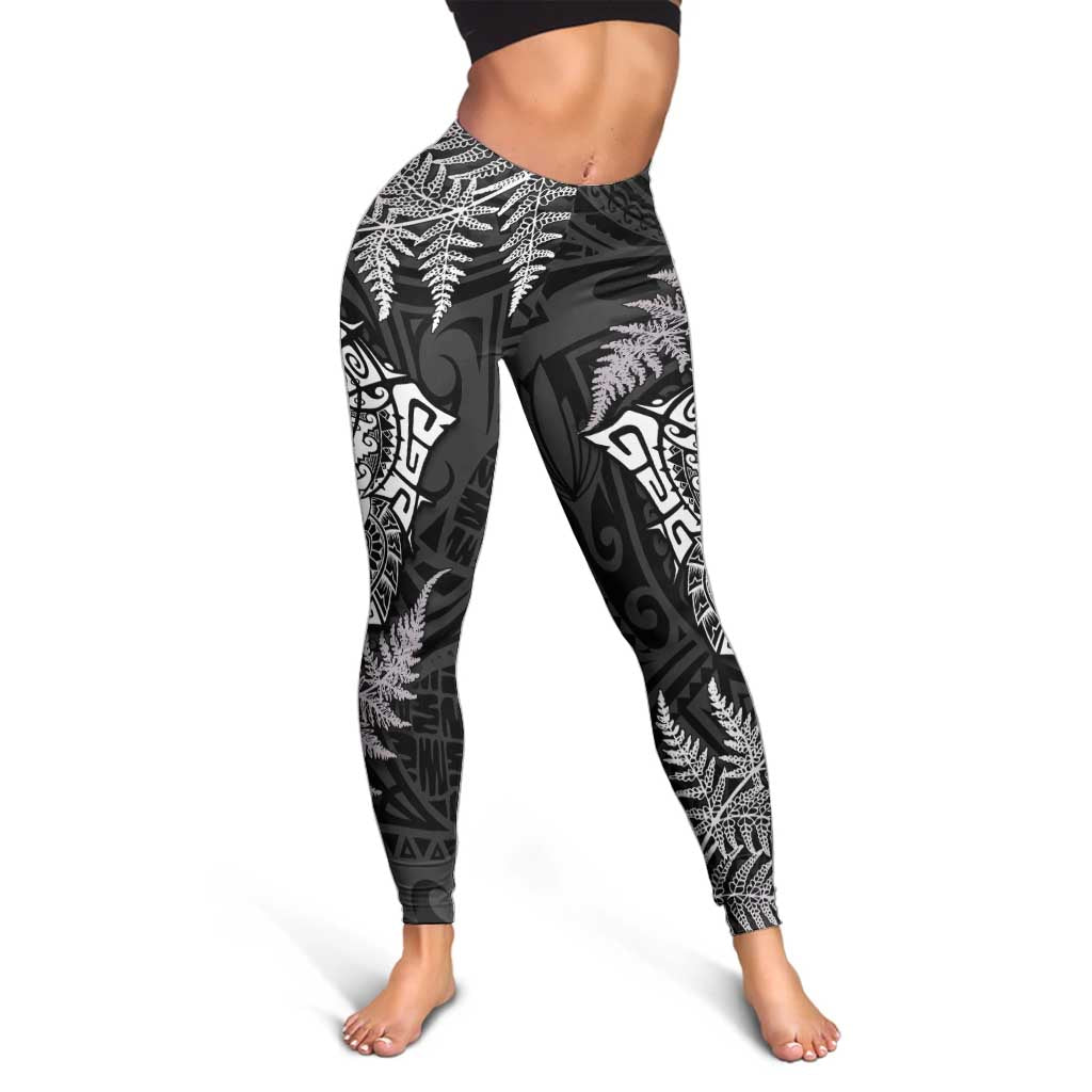 New Zealand Rugby All White Leggings Silver Fern All Black Mix Ta Moko