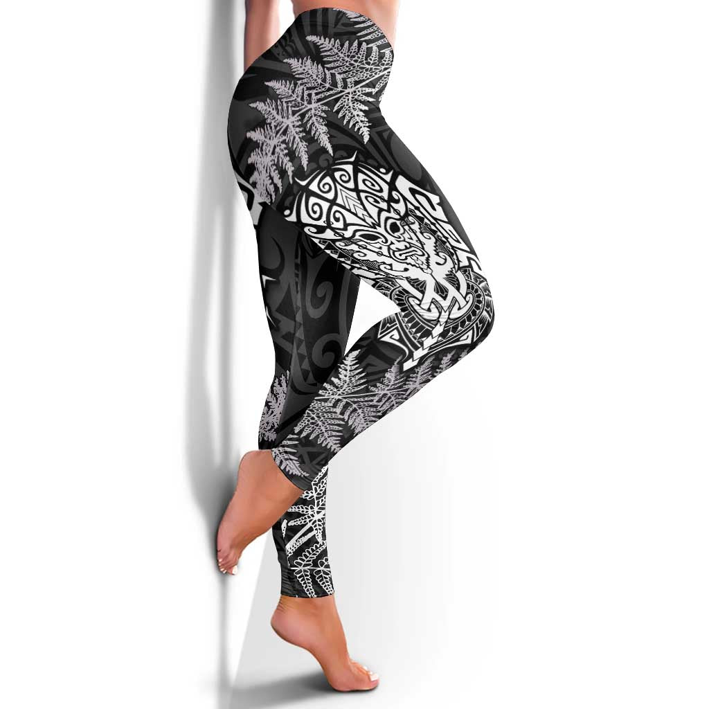 New Zealand Rugby All White Leggings Silver Fern All Black Mix Ta Moko
