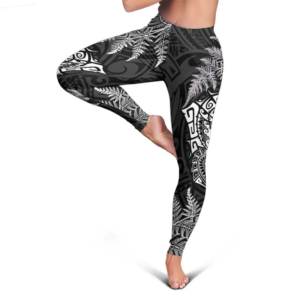 New Zealand Rugby All White Leggings Silver Fern All Black Mix Ta Moko