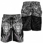 New Zealand Rugby All White Shorts for Men Silver Fern All Black Mix Ta Moko