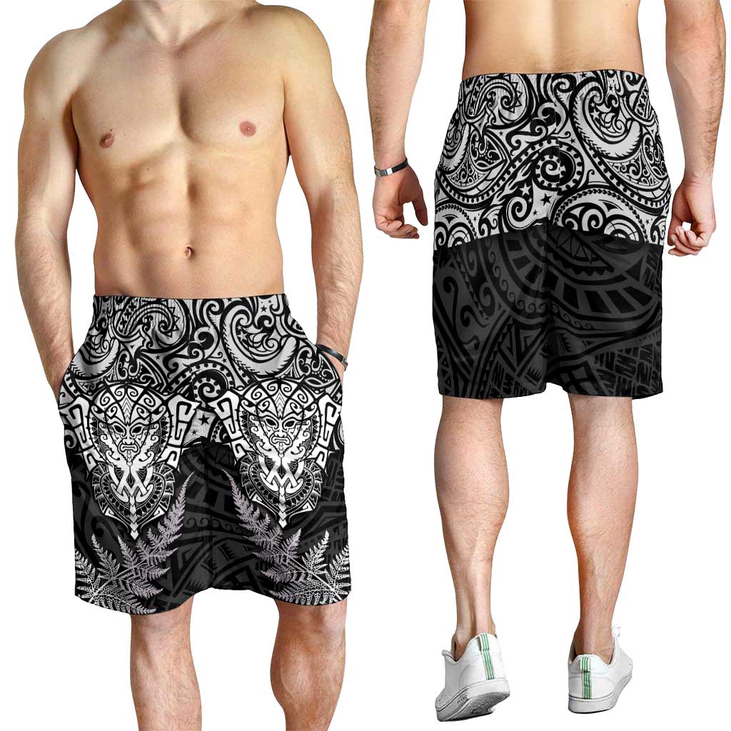New Zealand Rugby All White Shorts for Men Silver Fern All Black Mix Ta Moko
