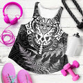 New Zealand Rugby All White Women Racerback Tank Silver Fern All Black Mix Ta Moko
