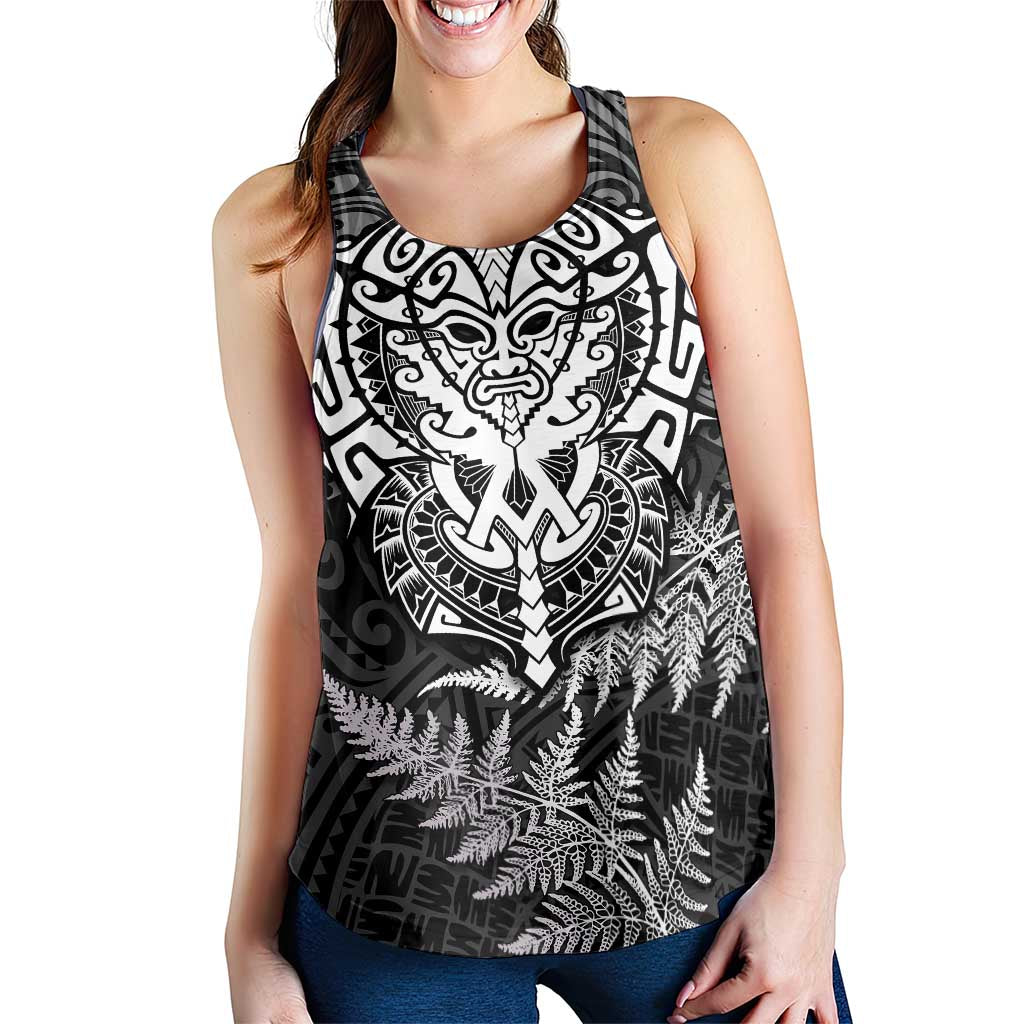 New Zealand Rugby All White Women Racerback Tank Silver Fern All Black Mix Ta Moko