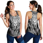 New Zealand Rugby All White Women Racerback Tank Silver Fern All Black Mix Ta Moko