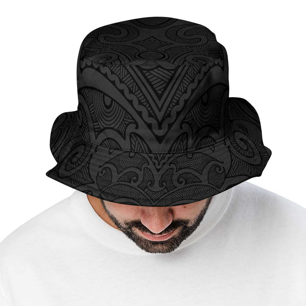 New Zealand Rugby Personalised Bucket Hat All Black Fern Maori Tribal Pattern - Aussie Hoodie