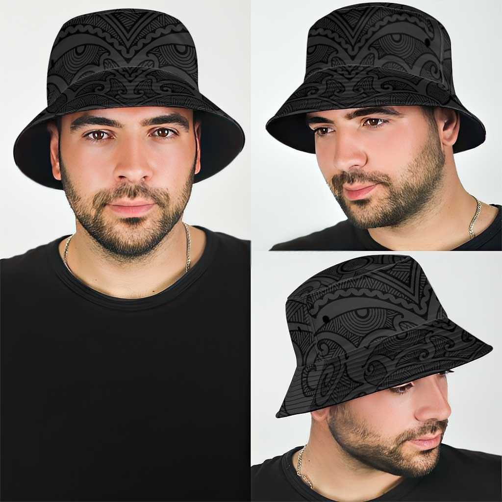 New Zealand Rugby Personalised Bucket Hat All Black Fern Maori Tribal Pattern - Aussie Hoodie