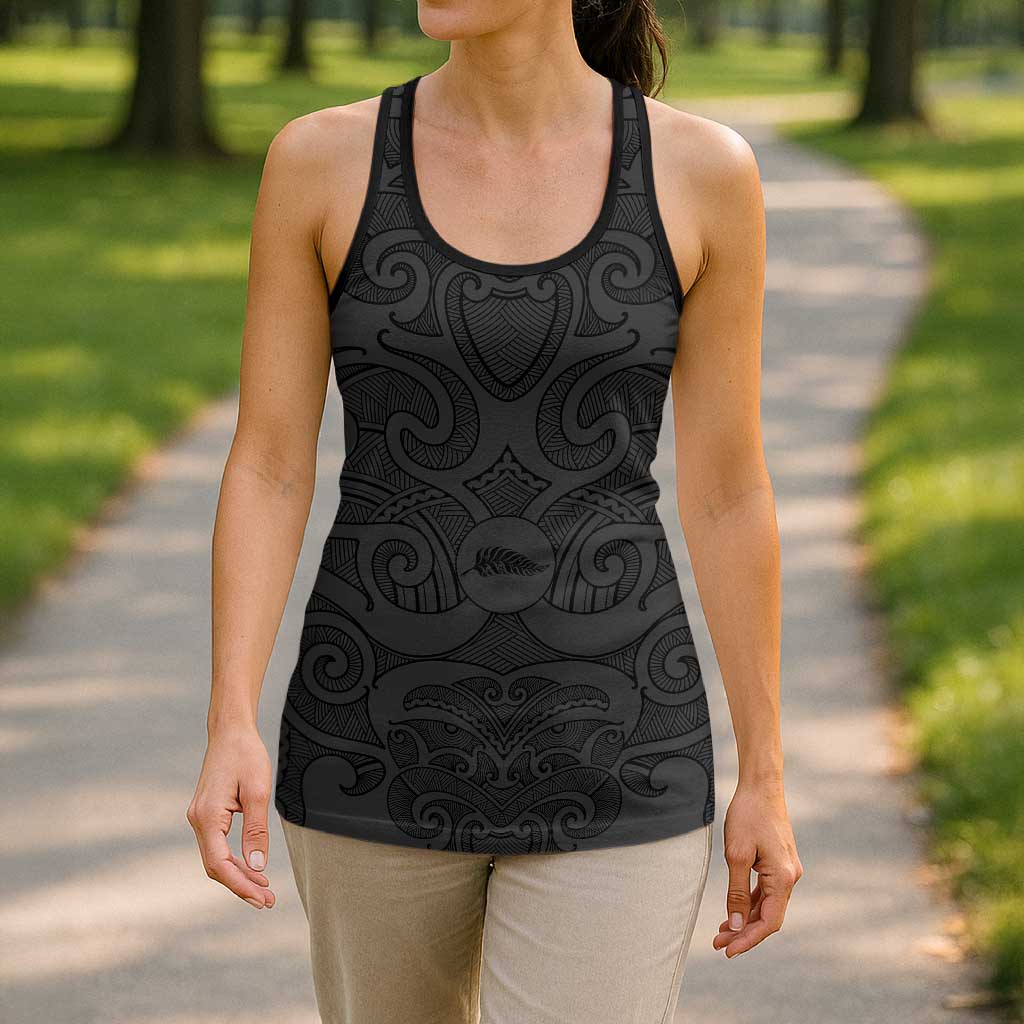 New Zealand Rugby Personalised Hollow Tank Top All Black Fern Maori Tribal Pattern - Aussie Hoodie