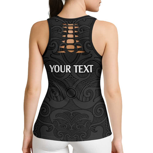 New Zealand Rugby Personalised Hollow Tank Top All Black Fern Maori Tribal Pattern - Aussie Hoodie