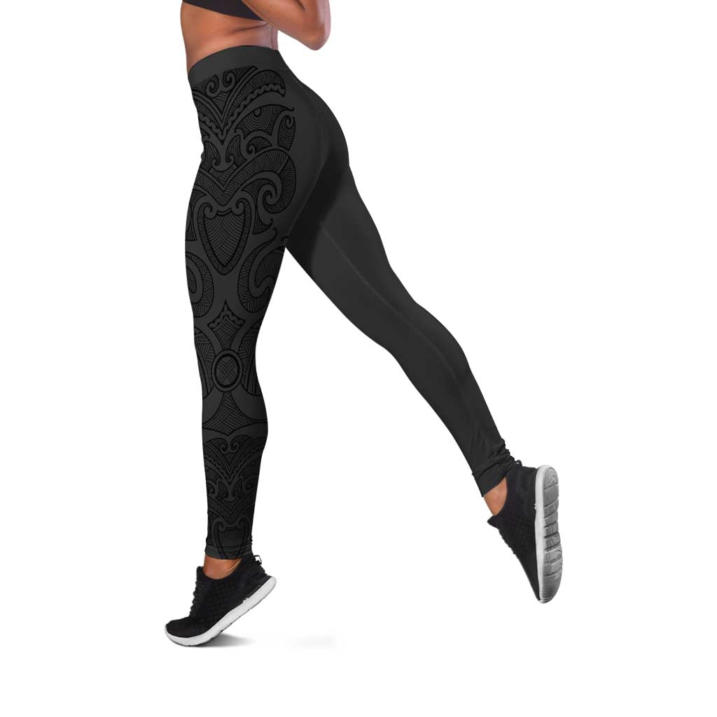 New Zealand Rugby Personalised Leggings All Black Fern Maori Tribal Pattern - Aussie Hoodie
