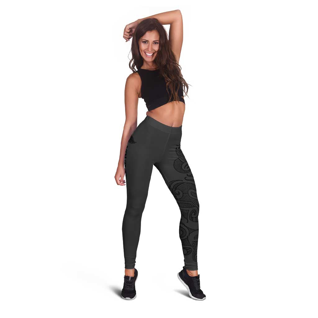 New Zealand Rugby Personalised Leggings All Black Fern Maori Tribal Pattern - Aussie Hoodie