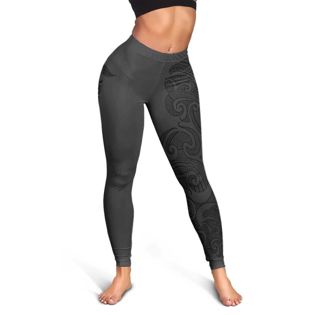 New Zealand Rugby Personalised Leggings All Black Fern Maori Tribal Pattern - Aussie Hoodie