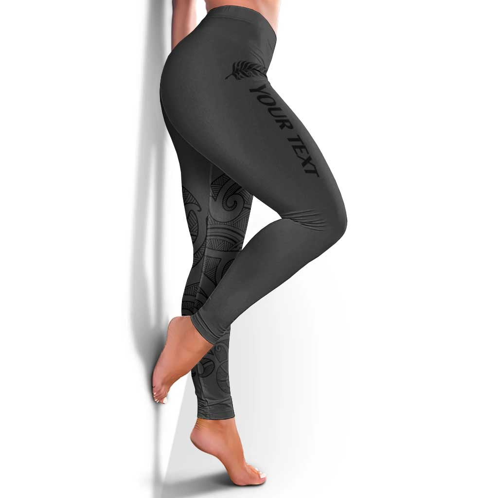 New Zealand Rugby Personalised Leggings All Black Fern Maori Tribal Pattern - Aussie Hoodie