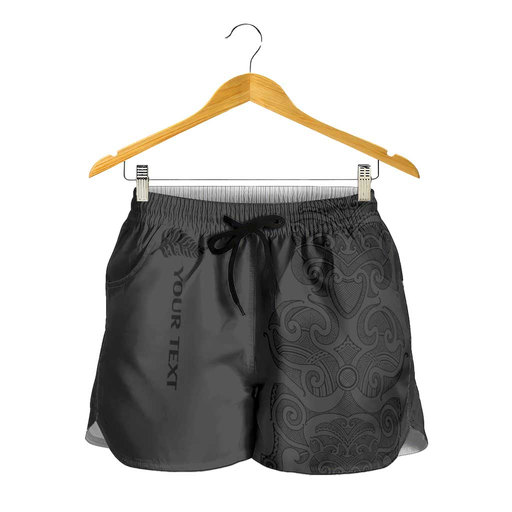 New Zealand Rugby Personalised Shorts for Women All Black Fern Maori Tribal Pattern - Aussie Hoodie
