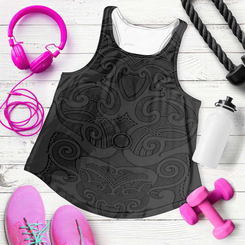 New Zealand Rugby Personalised Women Racerback Tank All Black Fern Maori Tribal Pattern - Aussie Hoodie