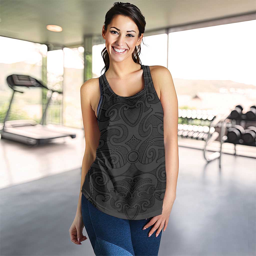 New Zealand Rugby Personalised Women Racerback Tank All Black Fern Maori Tribal Pattern - Aussie Hoodie