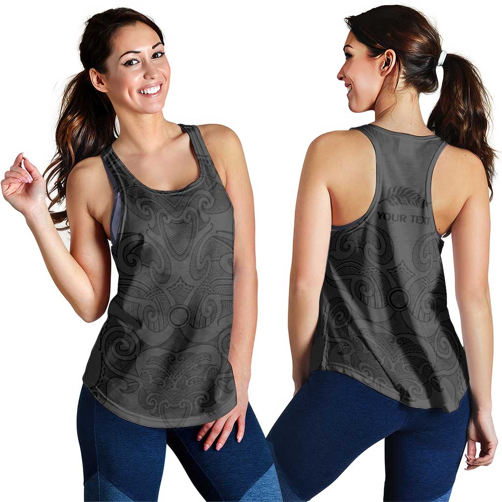 New Zealand Rugby Personalised Women Racerback Tank All Black Fern Maori Tribal Pattern - Aussie Hoodie