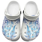 New Zealand Sea Animals Clogs Shoes with Maori Koru Tribal Tattoo and Silver Ferns Galaxy Style