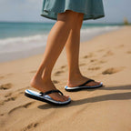 New Zealand Sea Animals Flip Flops with Maori Koru Tribal Tattoo and Silver Ferns Galaxy Style
