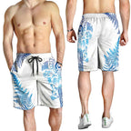 New Zealand Sea Animals Shorts for Men with Maori Koru Tribal Tattoo and Silver Ferns Galaxy Style