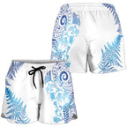 New Zealand Sea Animals Shorts for Women with Maori Koru Tribal Tattoo and Silver Ferns Galaxy Style